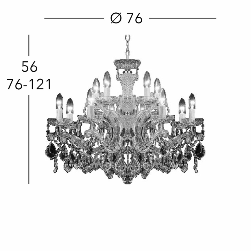 Kolarz 3149.88+4.3.KoT - Żyrandol kryształowy na łańcuchu MARIA LOUISE 12xE14/40W/230V 24K złoty