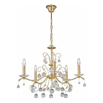 Kolarz 3234.85.3.KoT - Żyrandol kryształowy na łańcuchu CARMEN 5xE14/60W/230V 24K złoty