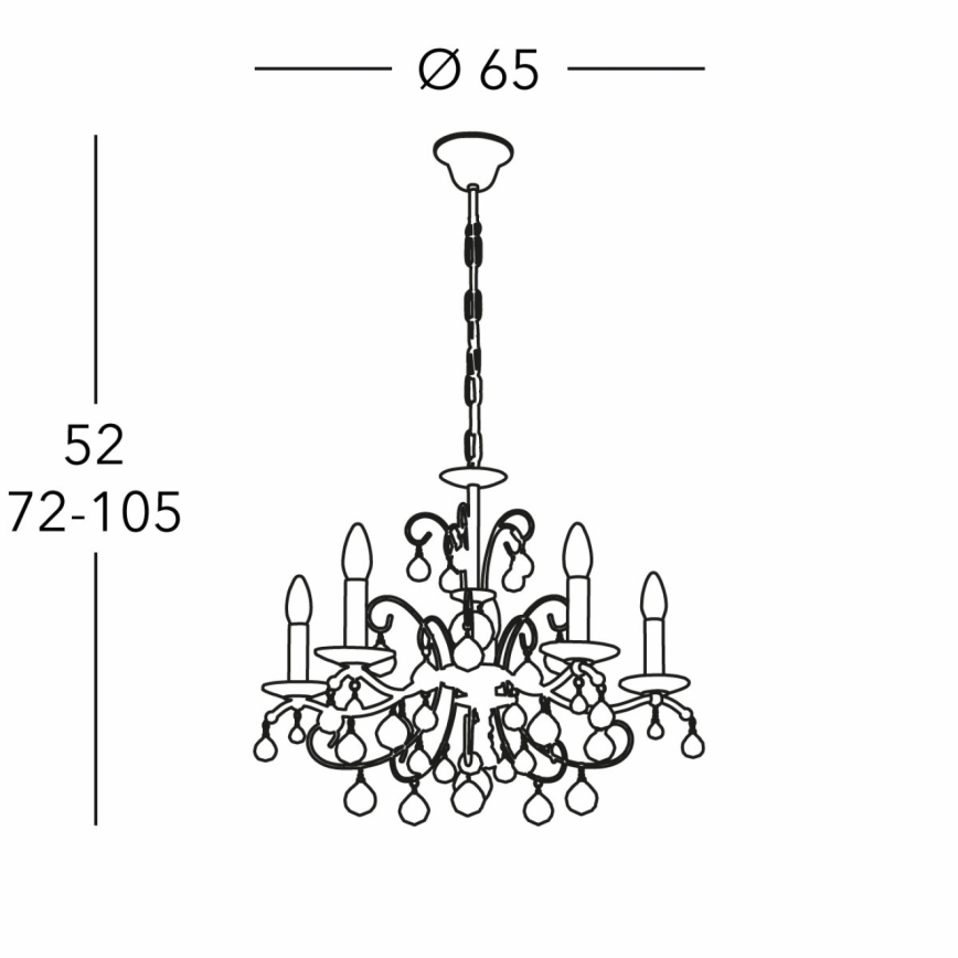 Kolarz 3234.85.3.KoT - Żyrandol kryształowy na łańcuchu CARMEN 5xE14/60W/230V 24K złoty
