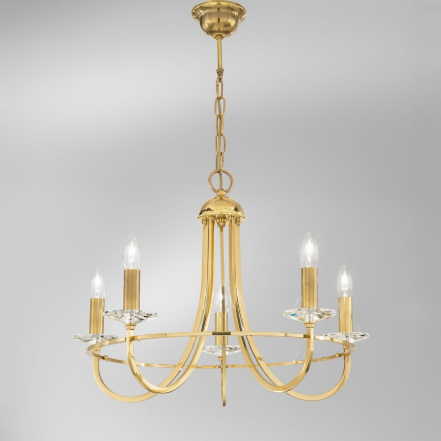 Kolarz 330.85.8C - Żyrandol kryształowy na łańcuchu IMPERIAL 5xE14/60W/230V złoty