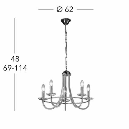 Kolarz 330.85.8C - Żyrandol kryształowy na łańcuchu IMPERIAL 5xE14/60W/230V złoty
