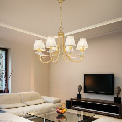Kolarz 330.88.8C - Kryształowy żyrandol na łańcuchu IMPERIAL 8xE14/60W/230V złoty