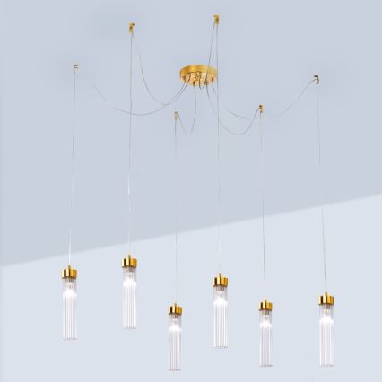Kolarz 6009.30630 - Lampa wisząca na linkach RAGGIO 6xE14/25W/230V pająk 24K złoto