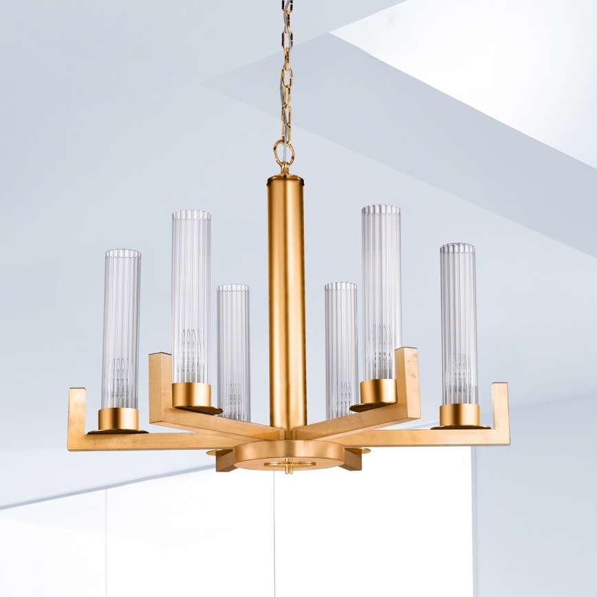 Kolarz 6009.80630 - Żyrandol na łańcuchu RAGGIO 6xE14/25W/230V 24K złoty