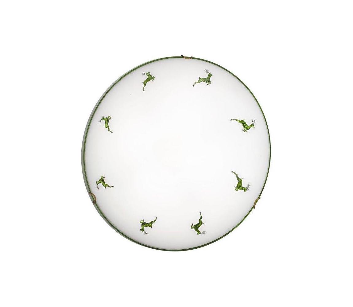 Kolarz 731.13.4.100-Lampa sufitowa NONNA 3xE27/60W/230V pr.50 cm jeleń zielona