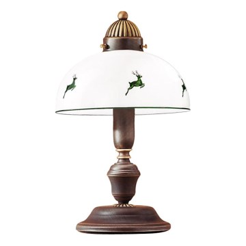 Kolarz 731.73.100 - Lampa stołowa NONNA 1xE27/75W/230V brązowy/jelenie zielony