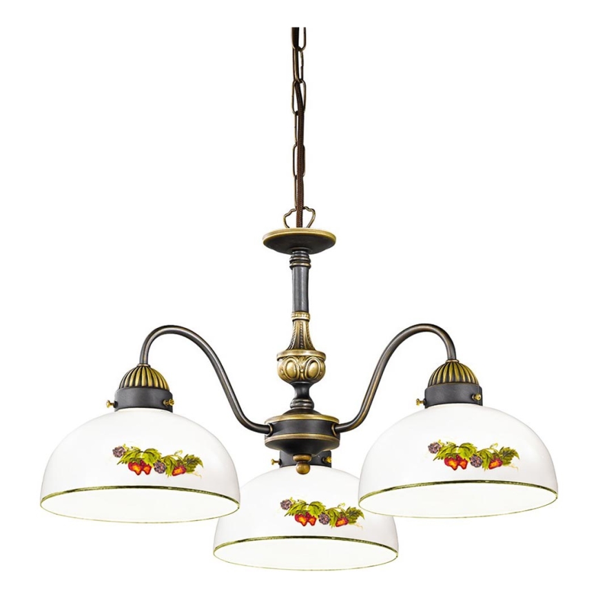 Kolarz 731.83.121 - Żyrandol na łańcuchu NONNA 3xE27/75W/230V winogrona/truskawki