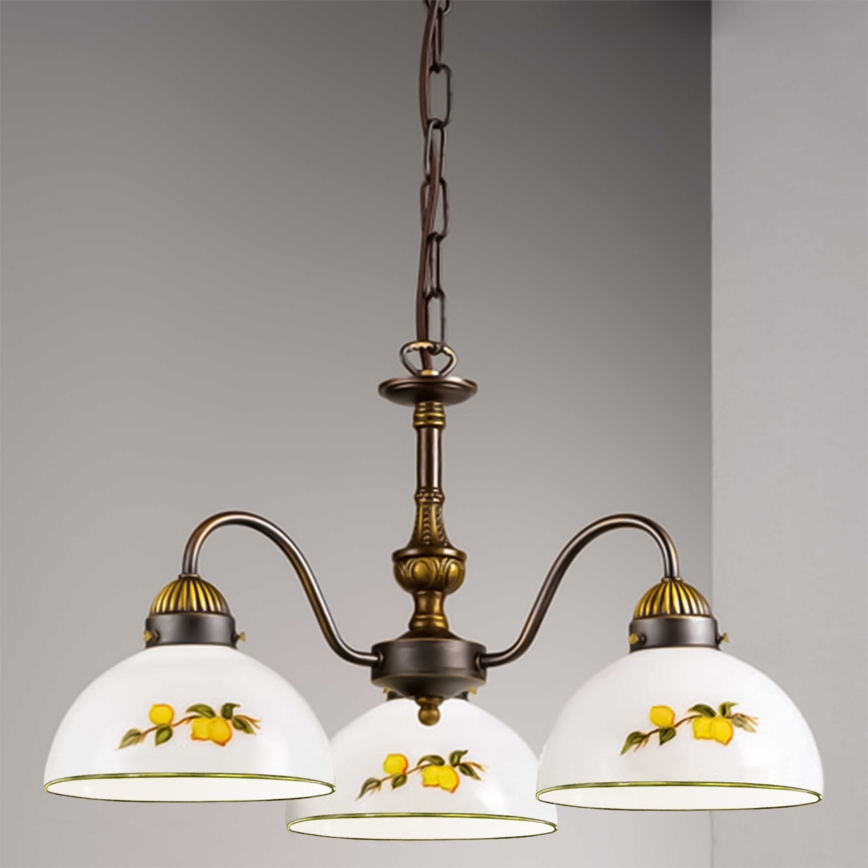 Kolarz 731.83.126 - Żyrandol na łańcuchu NONNA 3xE27/75W/230V cytryny
