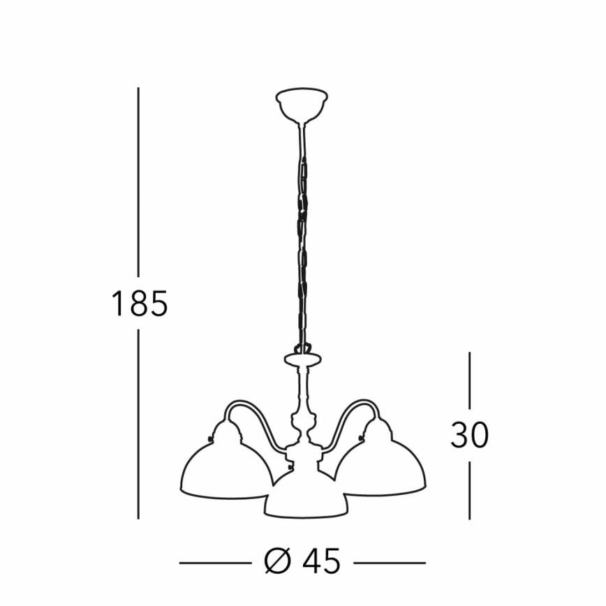 Kolarz 731.83.133 - Lampa wisząca na łańcuchu NONNA 3xE27/75W/230V szary jeleni