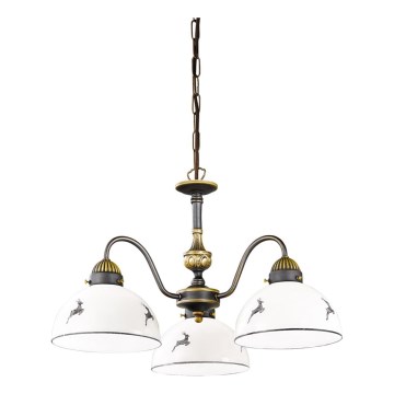 Kolarz 731.83.133 - Lampa wisząca na łańcuchu NONNA 3xE27/75W/230V szary jeleni