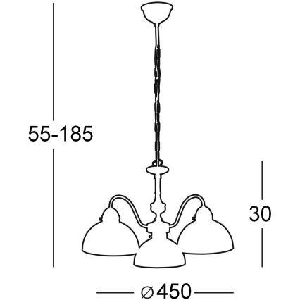 Kolarz 731.83.70 - Żyrandol na łańcuchu NONNA 3xE27/75W/230V