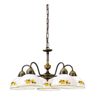 Kolarz 731.85.126 - Żyrandol na łańcuchu NONNA 5xE27/75W/230V cytryny