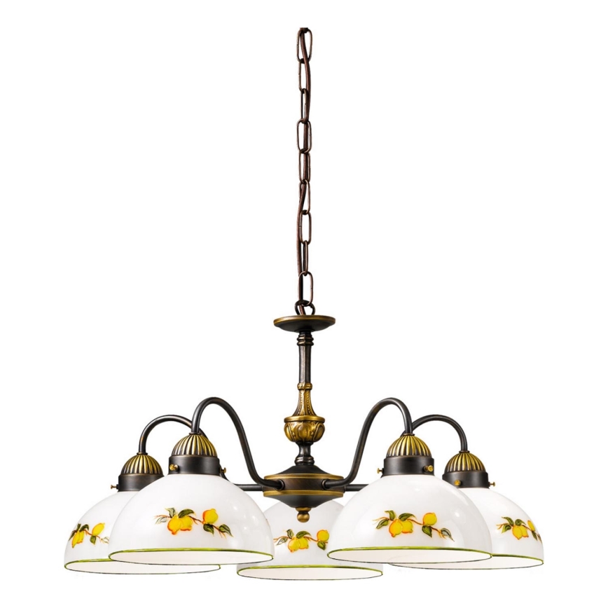 Kolarz 731.85.126 - Żyrandol na łańcuchu NONNA 5xE27/75W/230V cytryny