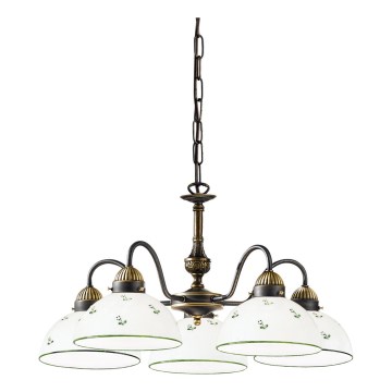 Kolarz 731.85.20 - Żyrandol na łańcuchu NONNA 5xE27/75W/230V zielony