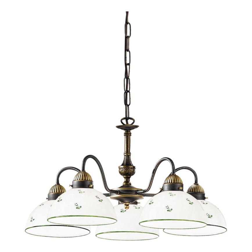 Kolarz 731.85.20 - Żyrandol na łańcuchu NONNA 5xE27/75W/230V zielony