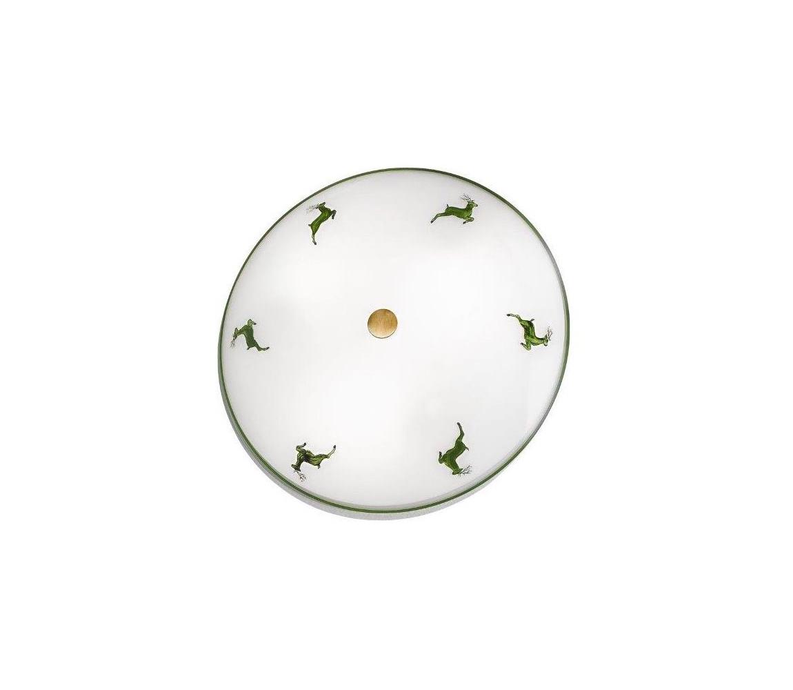 Kolarz 731.U13.4.100-Lampa sufitowa NONNA 3xE27/60W/230V pr.42 cm zielony/mosiądz
