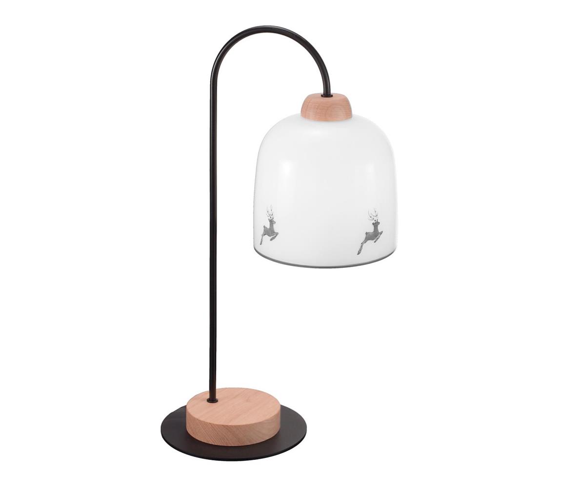 Kolarz A1352.71.Gr.100 - Lampa stołowa NONNA 1xE27/60W/230V jeleń dąb/biała/szara