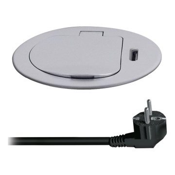 Kolumna z gniazdami do blatu 1x230V + USB-C Power Delivery srebrny/czarny
