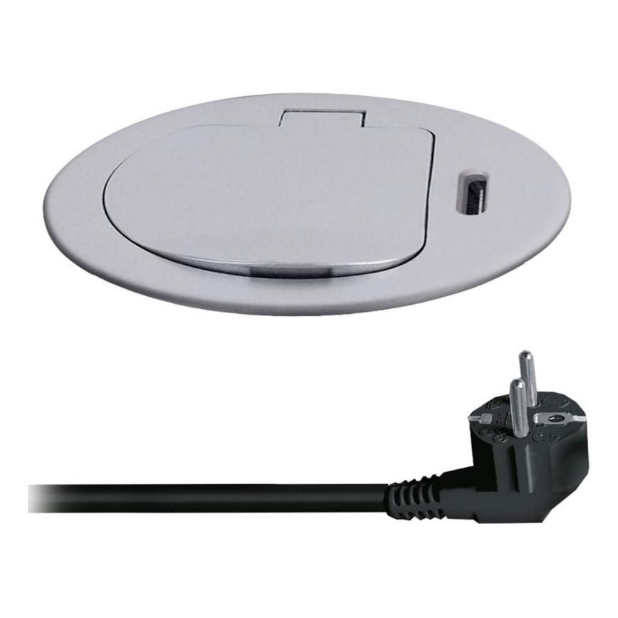 Kolumna z gniazdami do blatu 1x230V + USB-C Power Delivery srebrny/czarny
