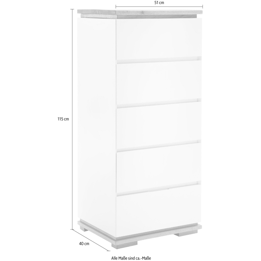 Komoda ARVI biała/dąb