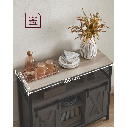 Komoda z przesuwanymi drzwiami FIRA taupe/czarny