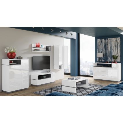 Komoda FRED z szufladą, biała/szara