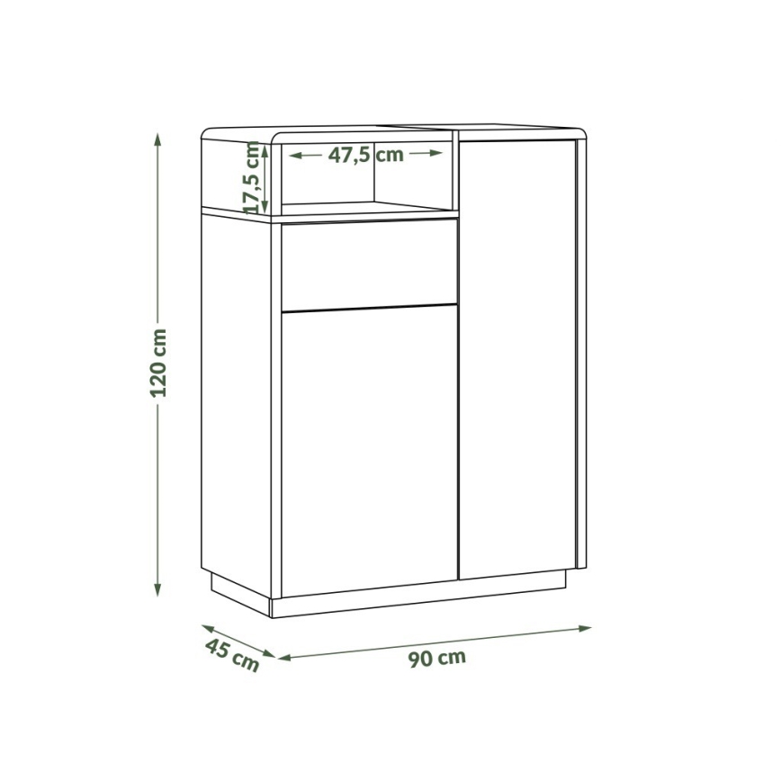 Komoda FRED z szufladą, biała/szara