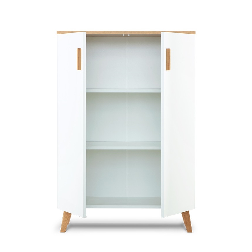 Komoda FRISK 117x80 cm biała/dąb naturalny