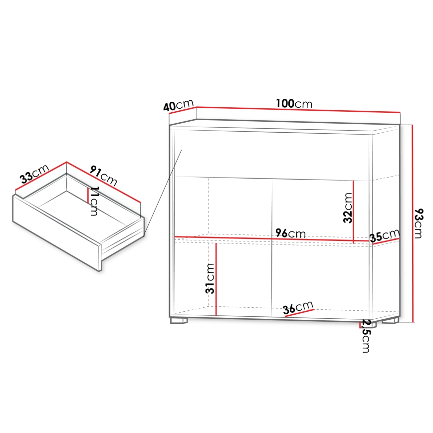 Komoda GESITA 93x100 cm dąb Cremona