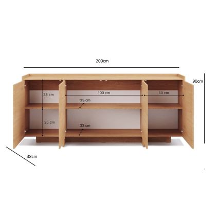 Komoda KEMI 200x90x38 dąb Cremona
