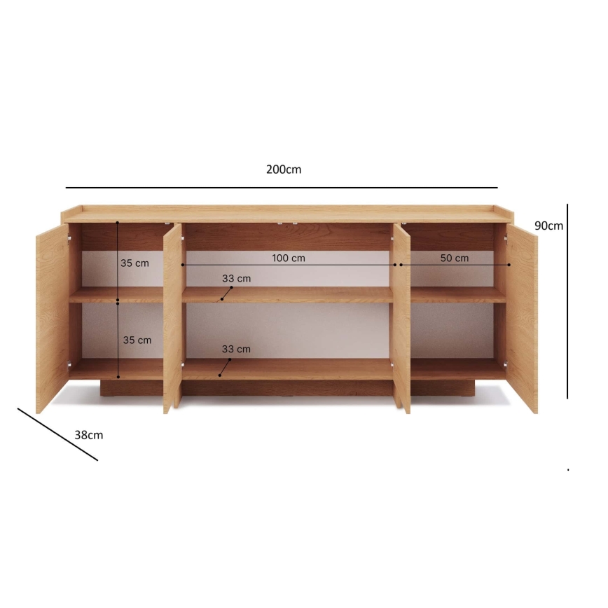 Komoda KEMI 200x90x38 dąb Cremona