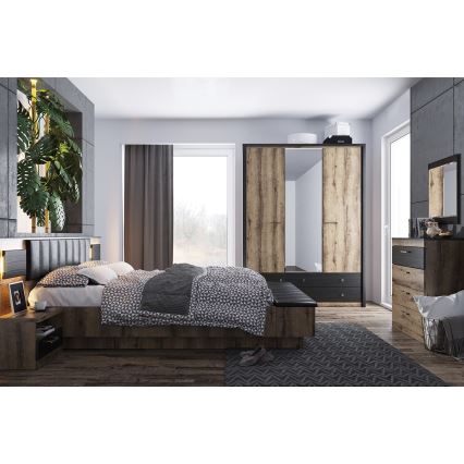 Komoda LANDU 91,5x80 cm dąb klasztorny/czarny