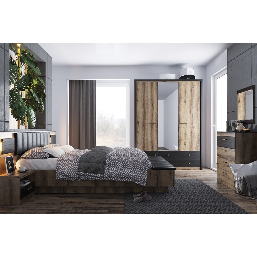 Komoda LANDU 91,5x80 cm dąb klasztorny/czarny