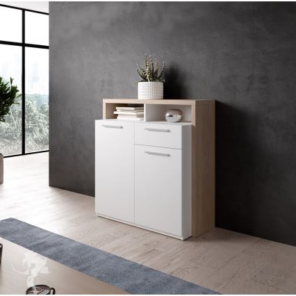 Komoda LEBY dąb sonoma/biały