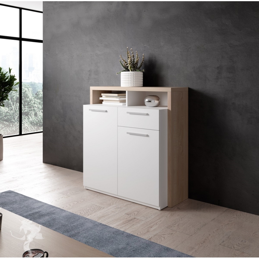 Komoda LEBY dąb sonoma/biały