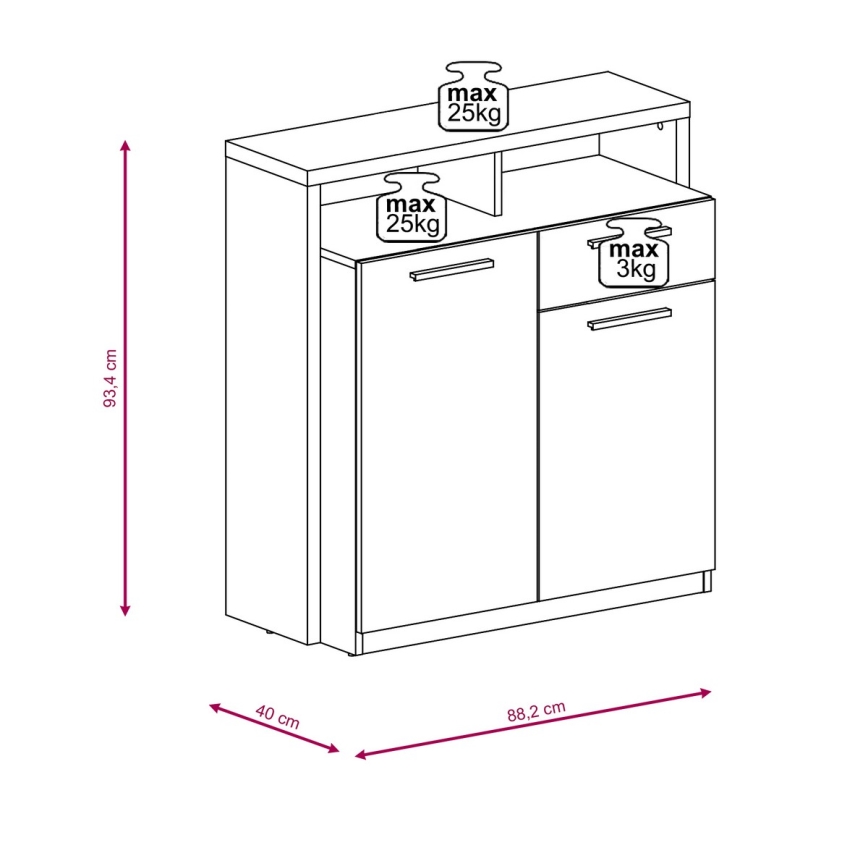 Komoda LEBY dąb sonoma/biały