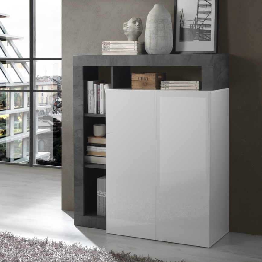 Komoda LENOR biała/antracyt