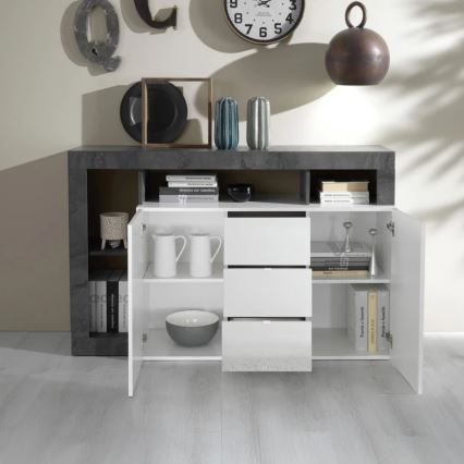 Komoda LENOR biała/antracyt