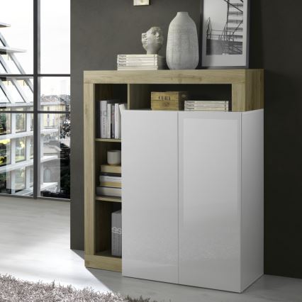 Komoda LENOR biała/brązowa