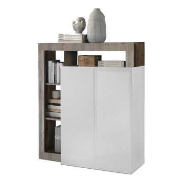 Komoda LENOR biała/brązowa