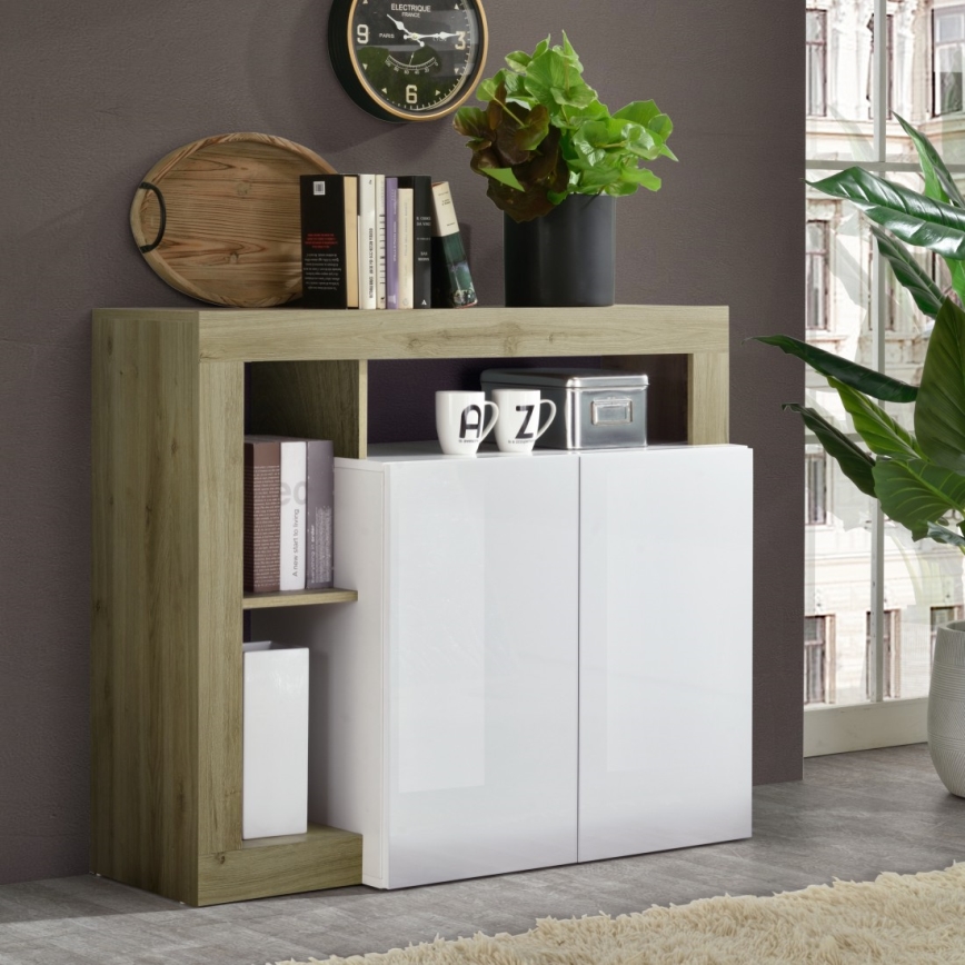 Komoda LENOR biała/brązowa