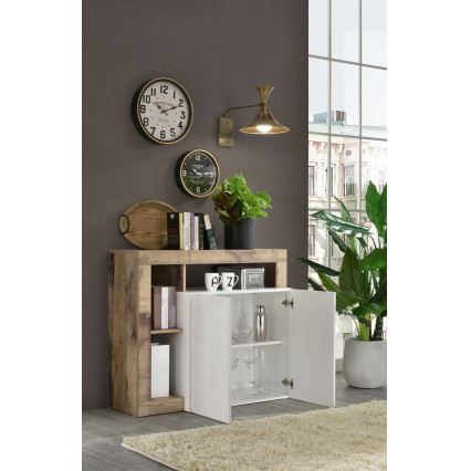 Komoda LENOR biała/brązowa