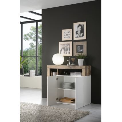 Komoda LENOR biała/brązowa