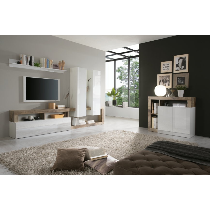 Komoda LENOR biała/brązowa