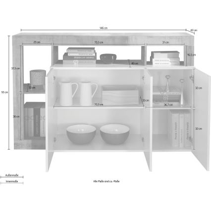 Komoda LENOR biała/brązowa