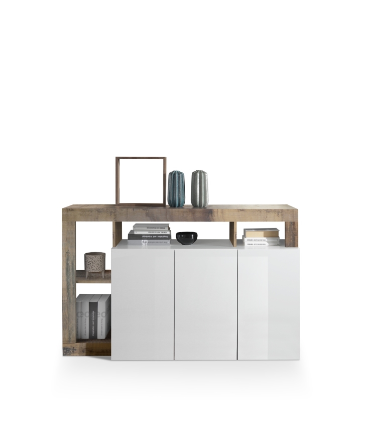 Komoda LENOR biała/brązowa