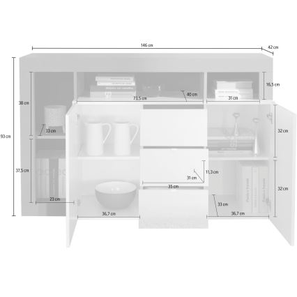 Komoda LENOR biała/brązowa