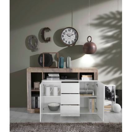 Komoda LENOR biała/brązowa