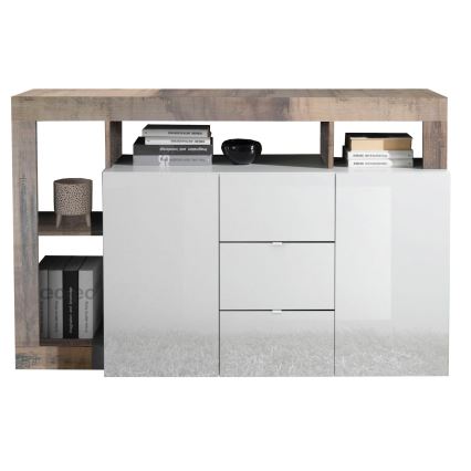 Komoda LENOR biała/brązowa