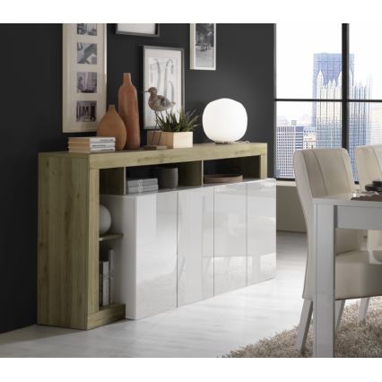 Komoda LENOR biała/brązowa